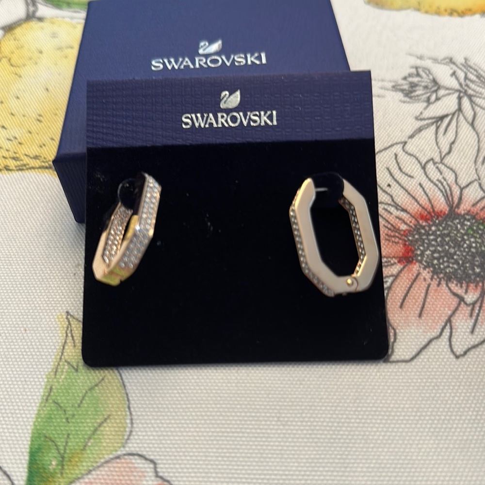 Brand new Swarovski gold hoops